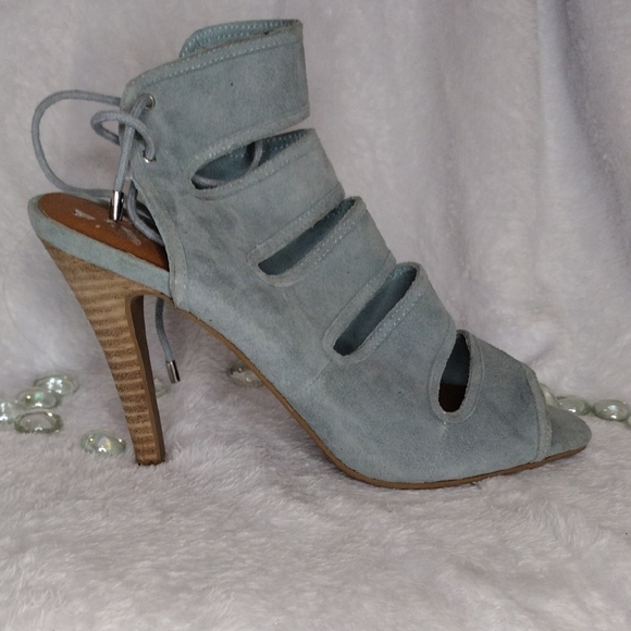 Seychelles Blue Suede Women's Heeled Sandals - Picture 1 of 6